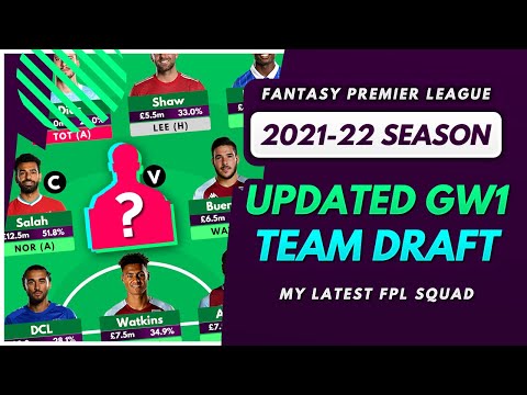 FPL 2021/22: UPDATED GW1 TEAM DRAFT! | My Squad Selection and Strategy for Fantasy Premier League