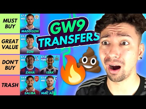 FPL GW9 BEST TRANSFERS! | Transfer Tier List for Gameweek 9 | Fantasy Premier League 2022/23